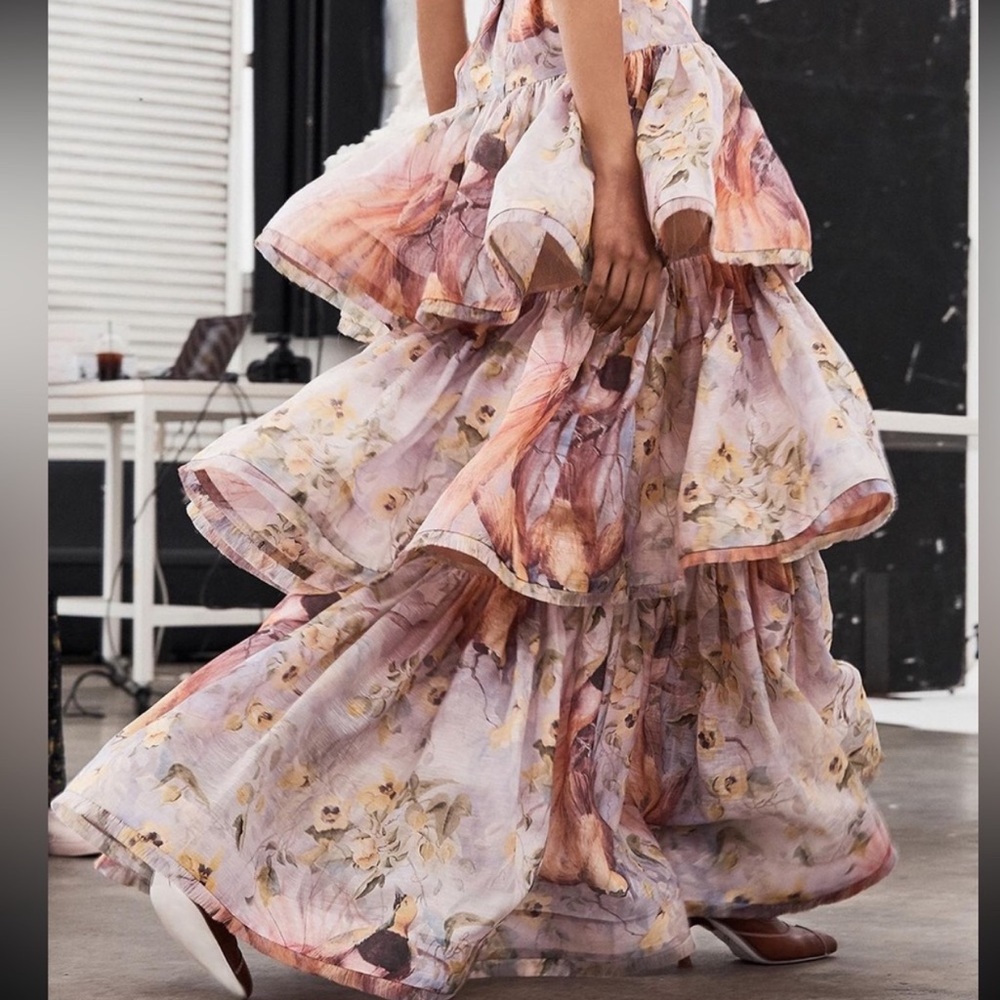 ZIMMERMANN Botanica Tiered Maxi Skirt.